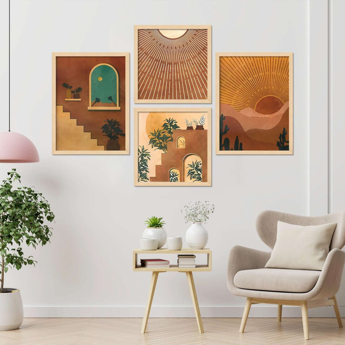 SET OF 4 DIGITAL WALL PAINTING