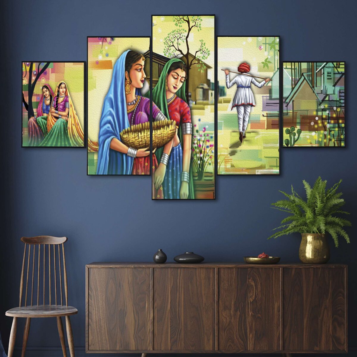 Set Of Five Framed Digital Wall Painting