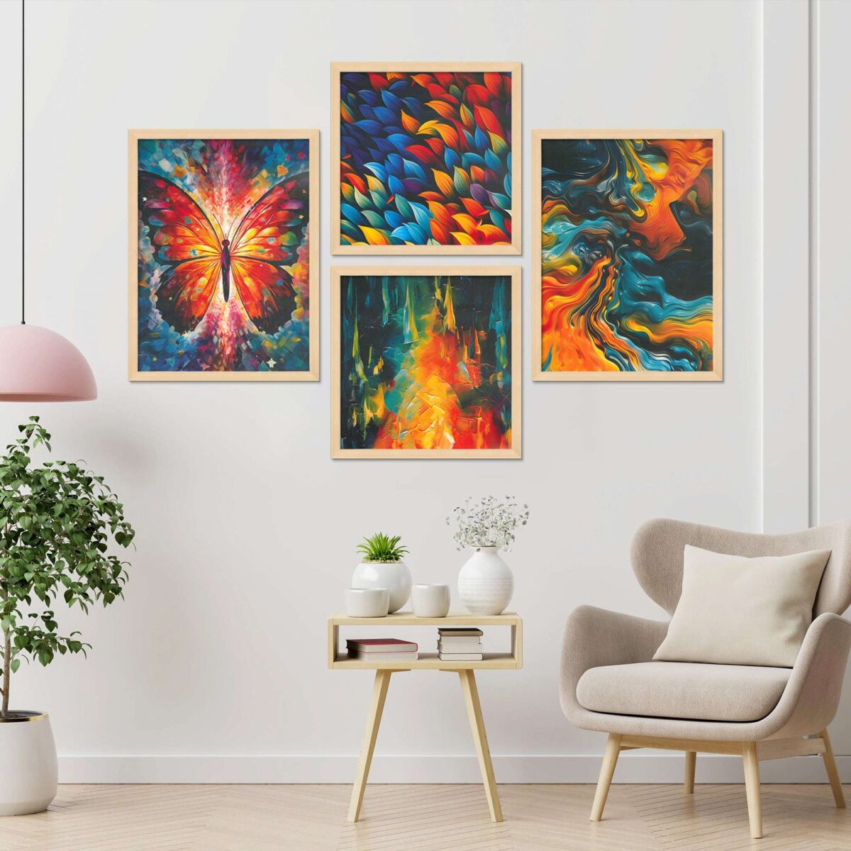 SET OF 4 DIGITAL WALL PAINTING