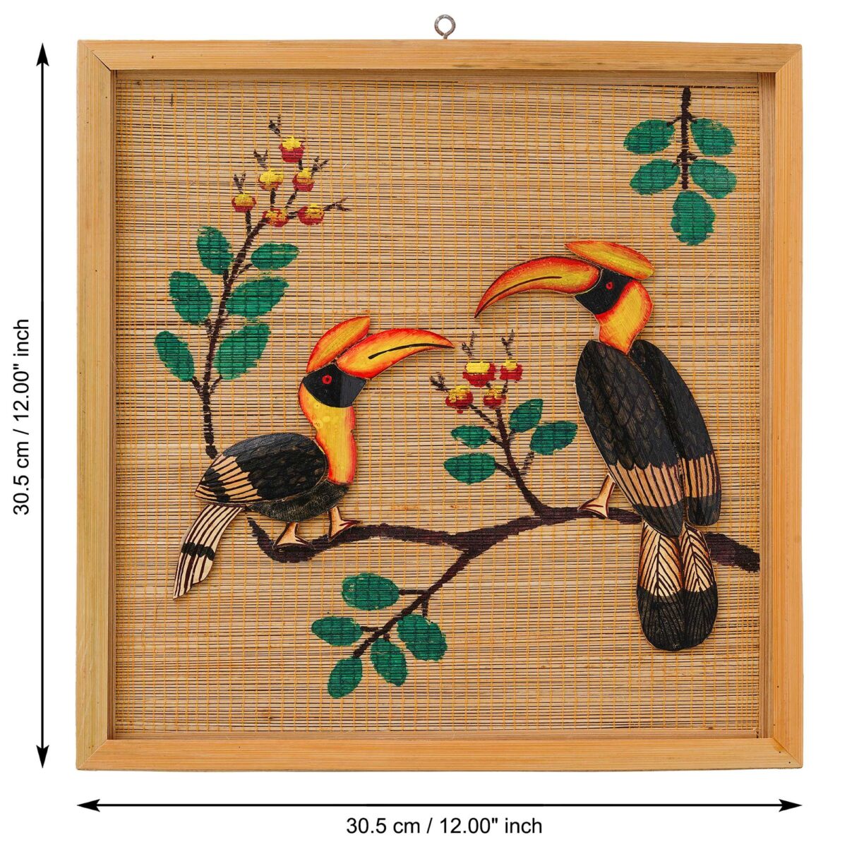 Bamboo Art Couple Hornbill Painting For Home Decor | Bamboo Art Gift For Multiple Occasions - Image 4