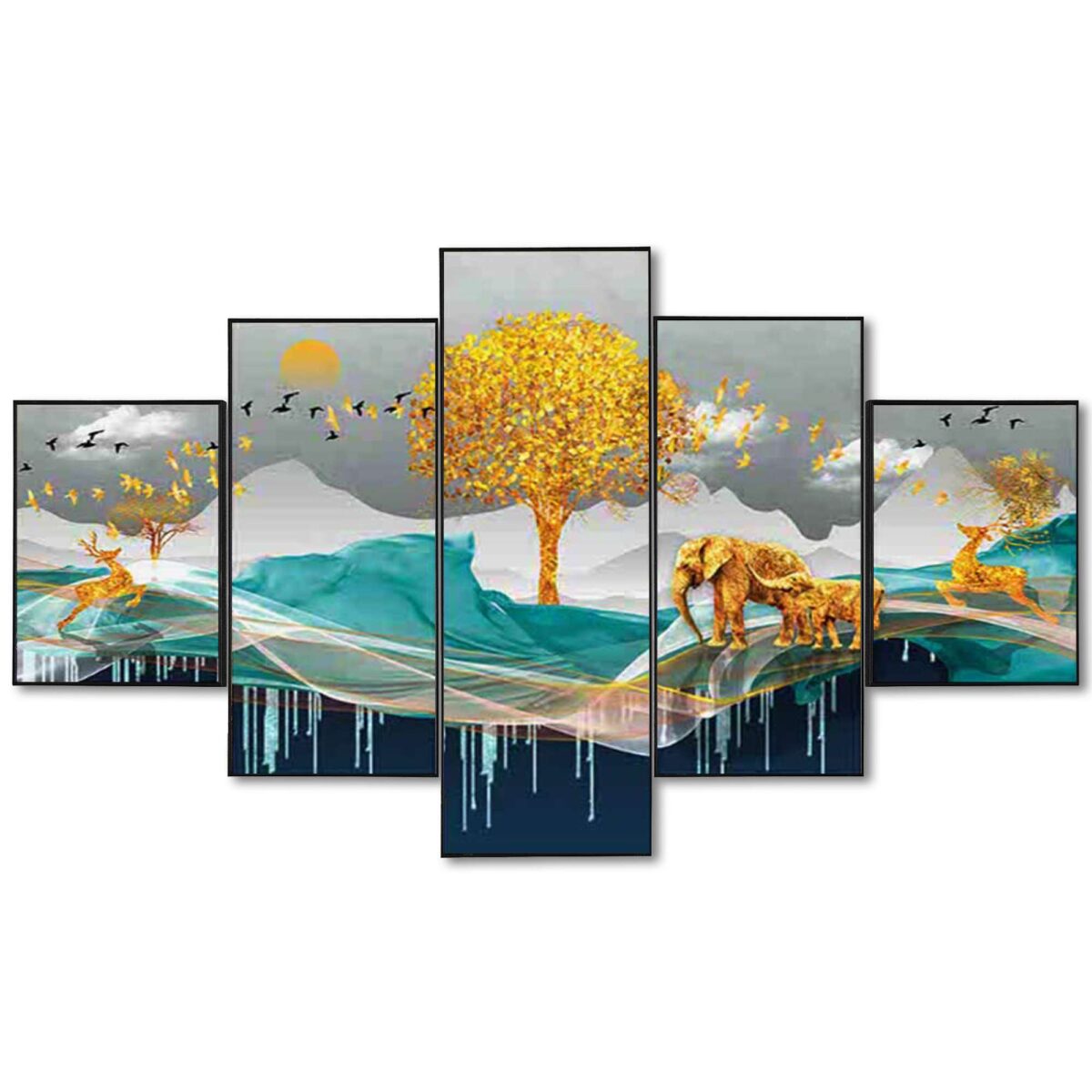 Set Of Five Framed Digital Wall Painting - Image 4