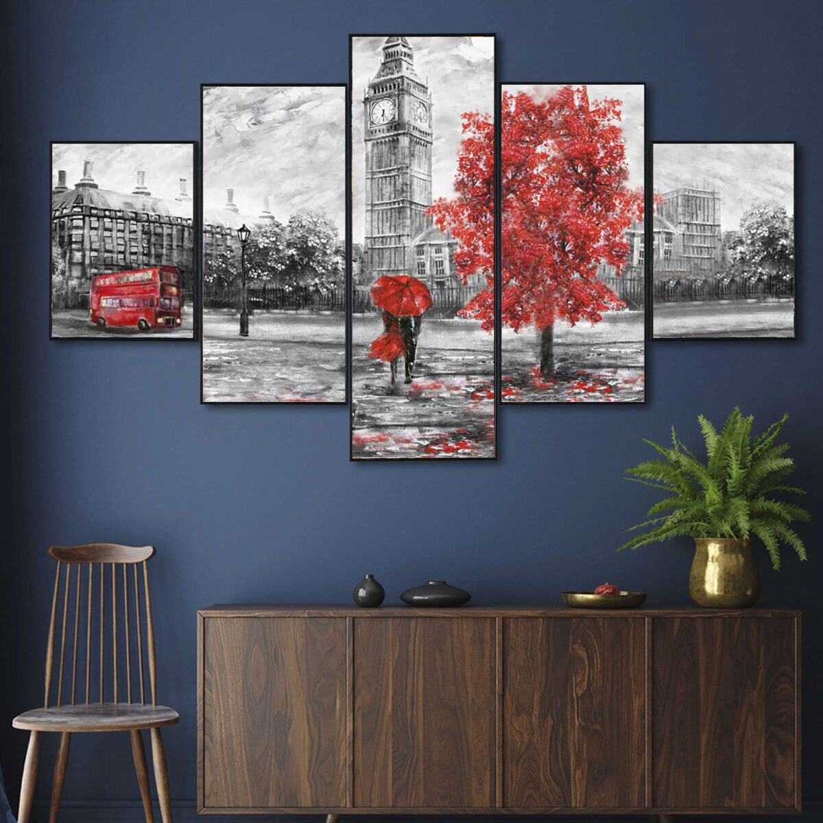 Set Of Five Framed Digital Wall Painting