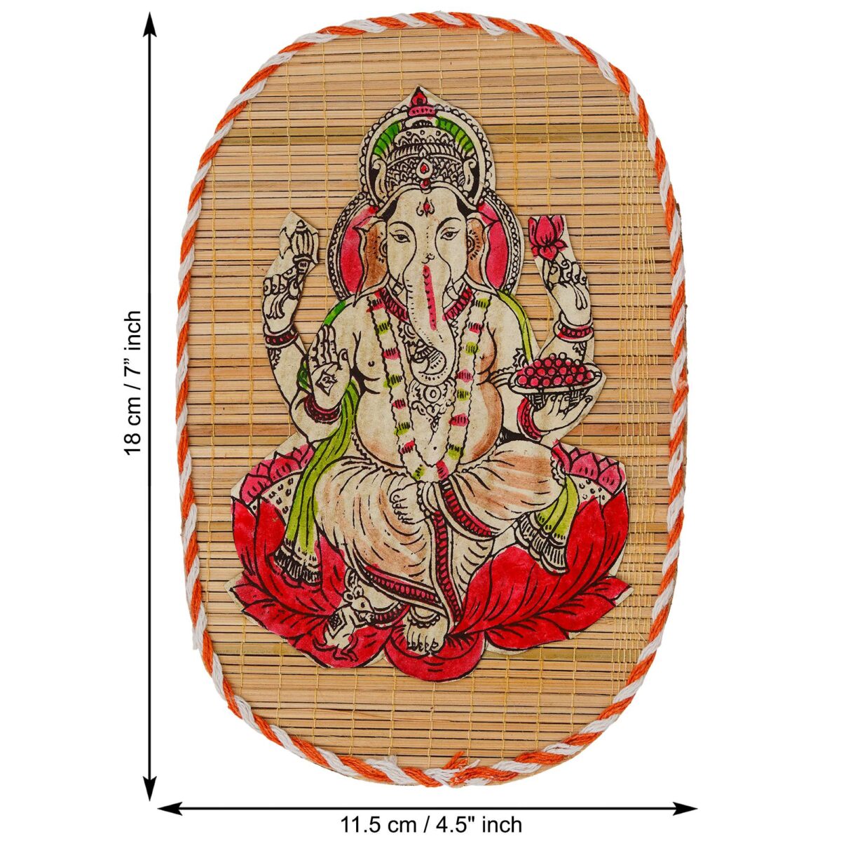 Bamboo Hand Crafted Wall Hangings Of The Trio Of  Ganesh Ji, Laxmi Ji And Sarwasti Ji Painting For Home Decor - Image 3