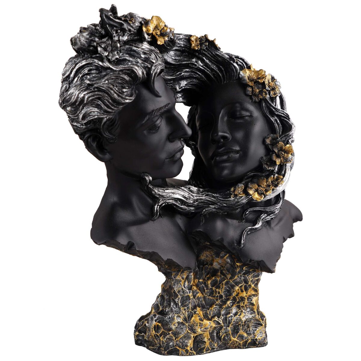 Love Couple Face Statue black and golden Showpiece for Home Decor  Valentine Day Gift | Resin Decorative Showpiece  showpiece - Image 3